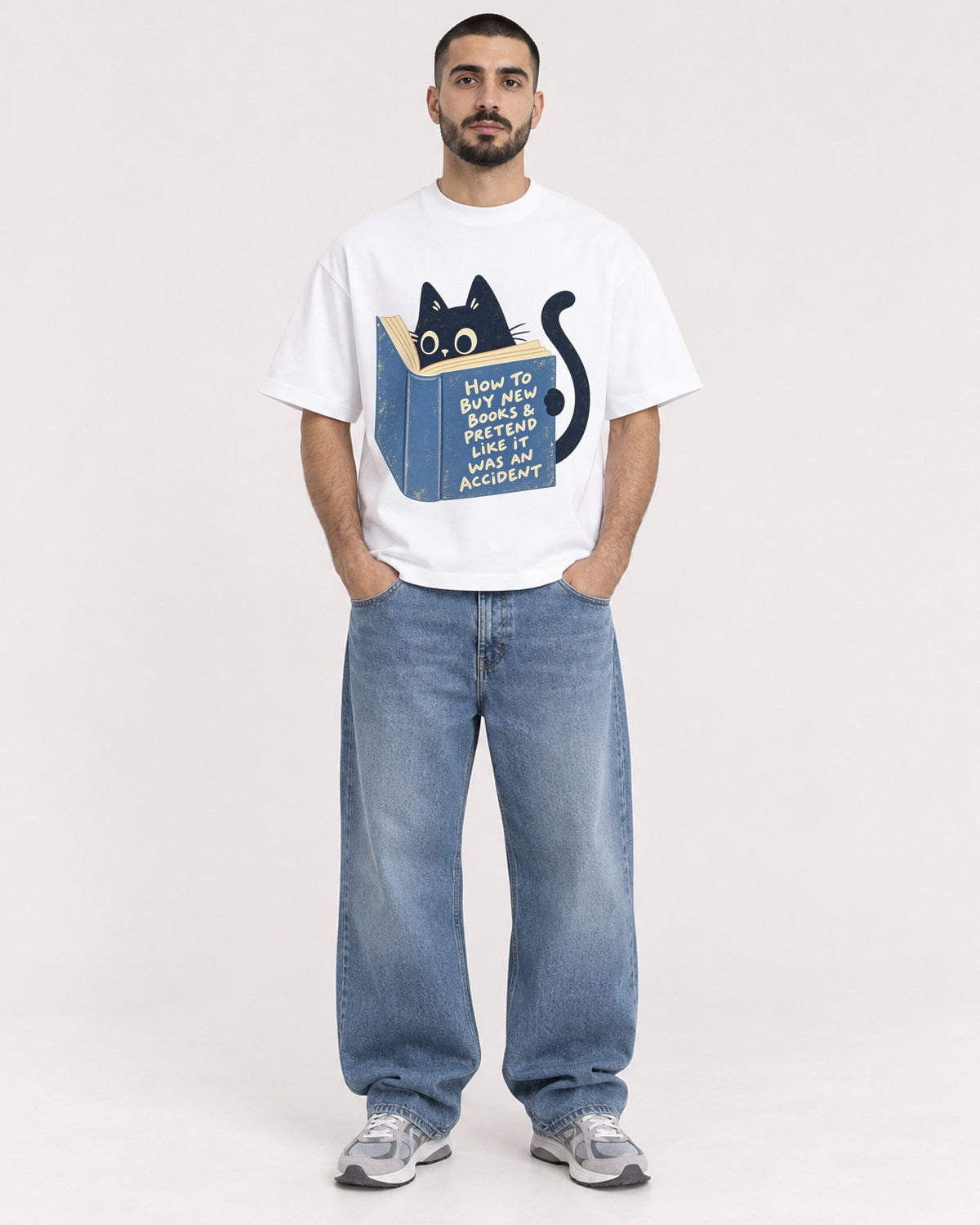 Mockup Boxy Heavyweight Tee White male full-body 37