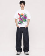 Mockup Boxy Heavyweight Tee White male full-body 01