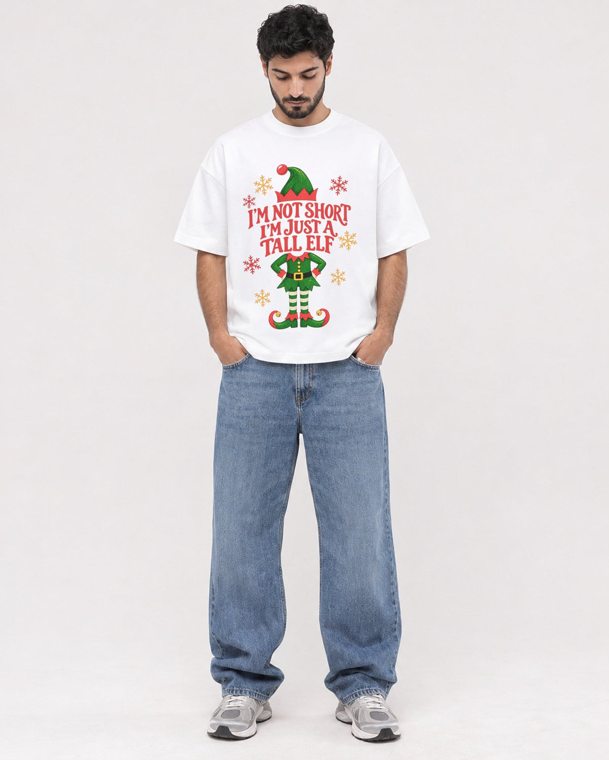 Mockup Boxy Heavyweight Tee White male full-body 07