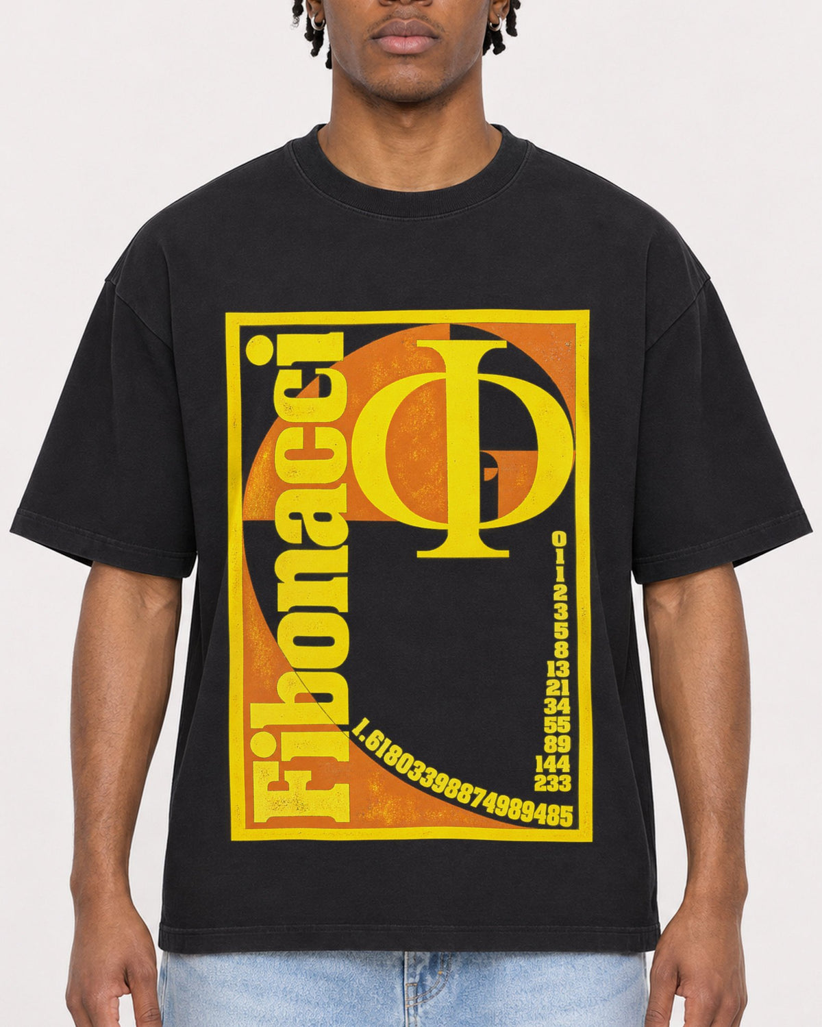 Mockup Boxy Heavyweight Tee Black male close-up 05
