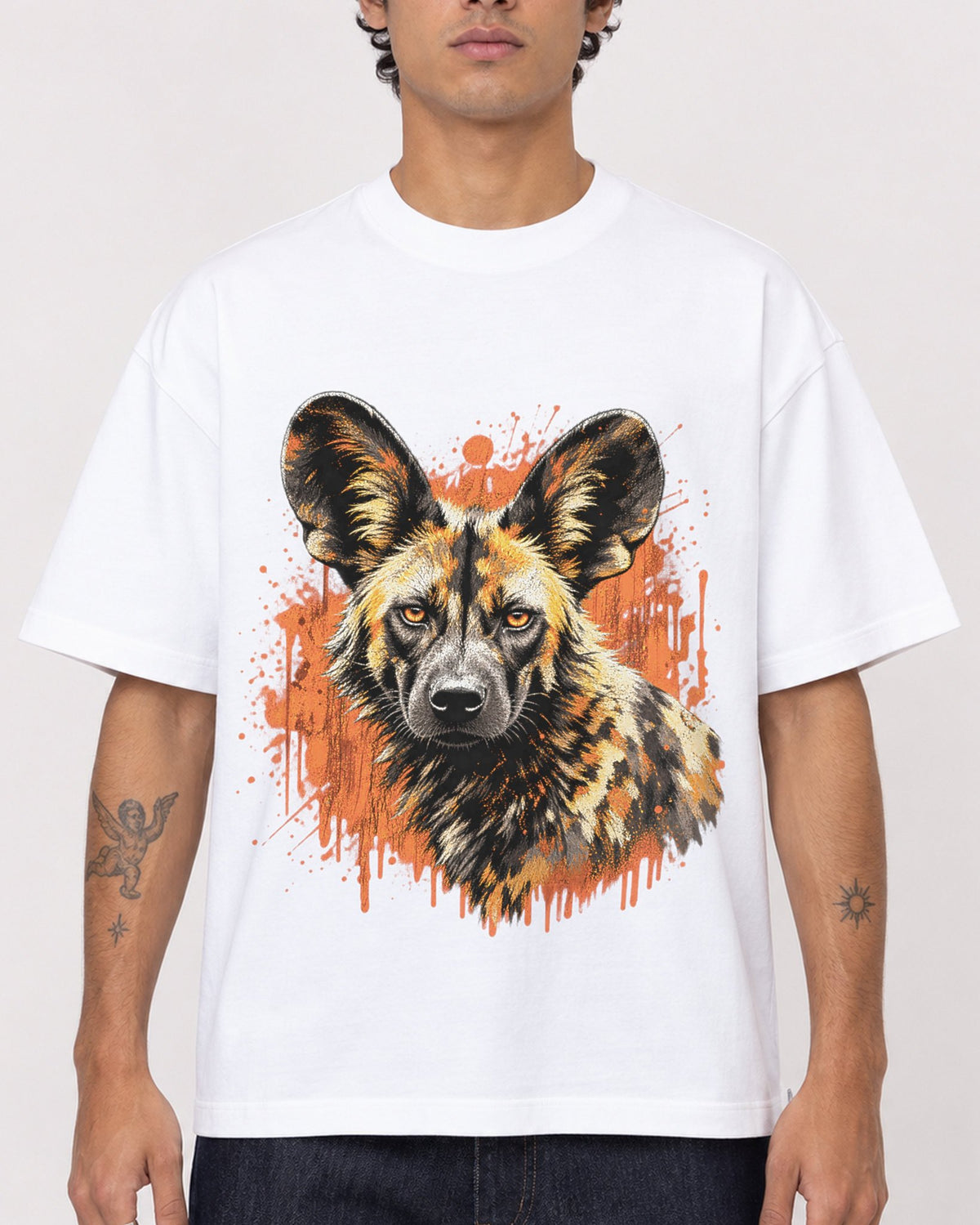 Mockup Boxy Heavyweight Tee White male close-up 06