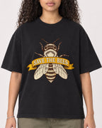 Mockup Boxy Heavyweight Tee Black female close-up 10
