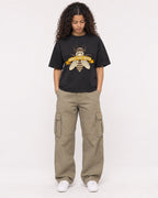 Mockup Boxy Heavyweight Tee Black female full-body 10