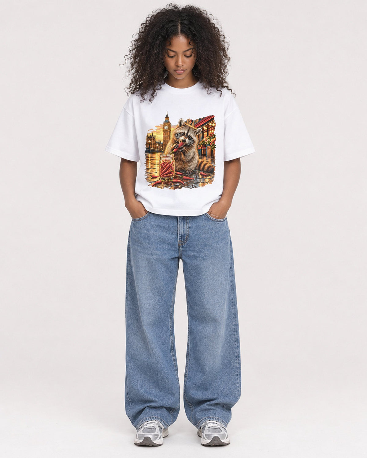 Mockup Boxy Heavyweight Tee White female full-body 05