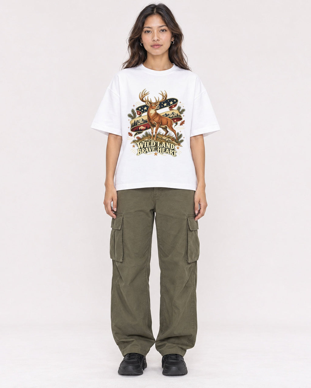 Mockup Boxy Heavyweight Tee White female full-body 02