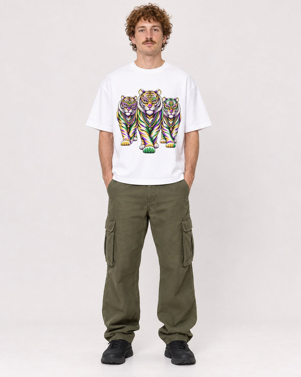 Mockup Boxy Heavyweight Tee White male full-body 09