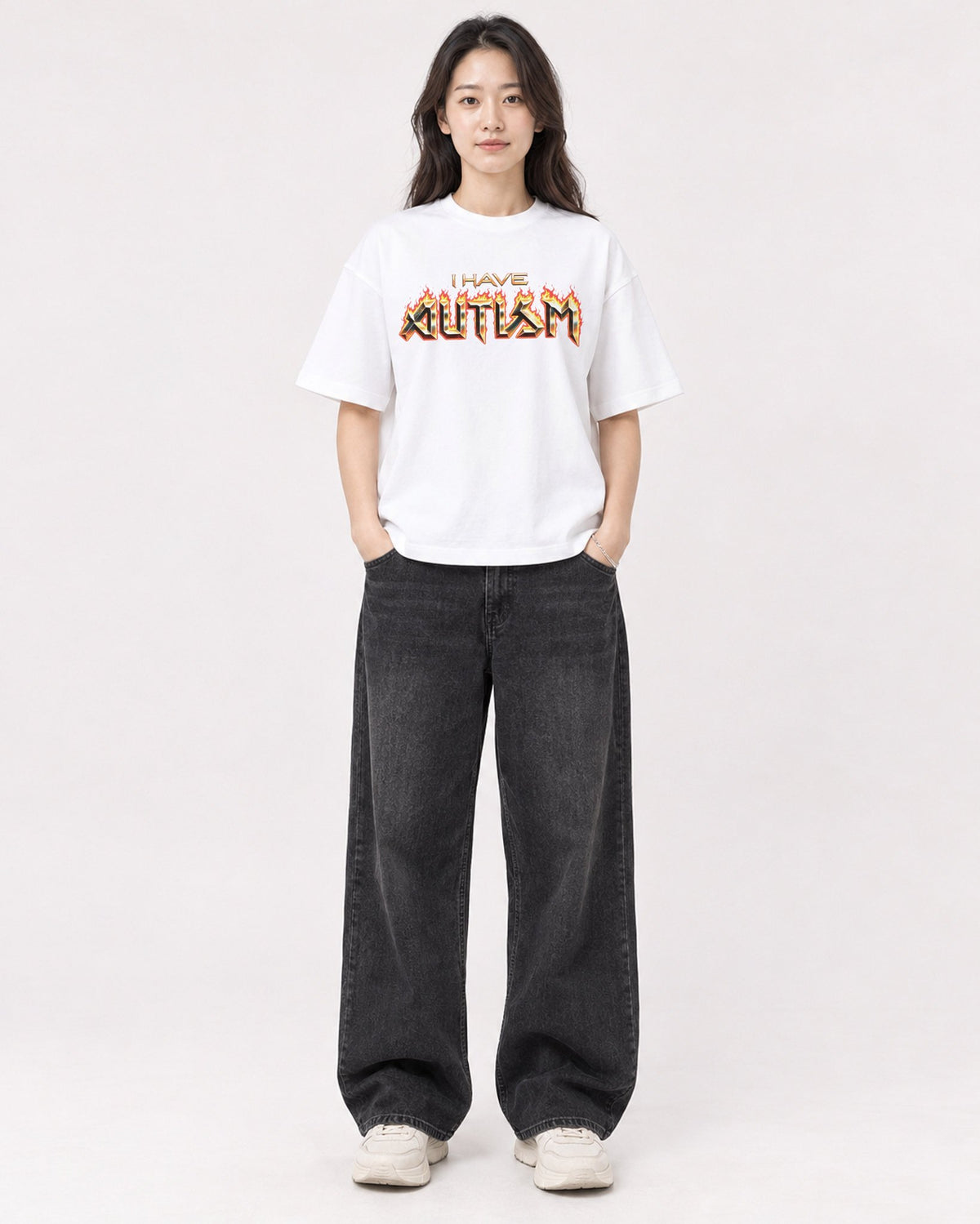 Mockup Boxy Heavyweight Tee White female full-body 03