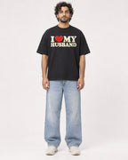 Mockup Boxy Heavyweight Tee Black male full-body 17