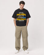 Mockup Boxy Heavyweight Tee Black male full-body 48