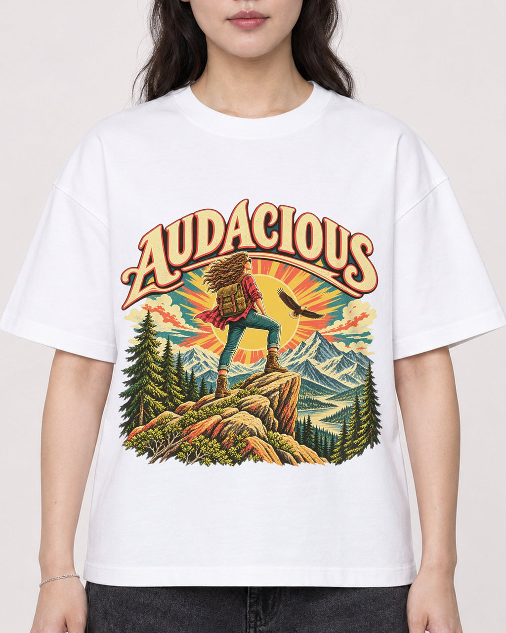 Mockup Boxy Heavyweight Tee White female close-up 03