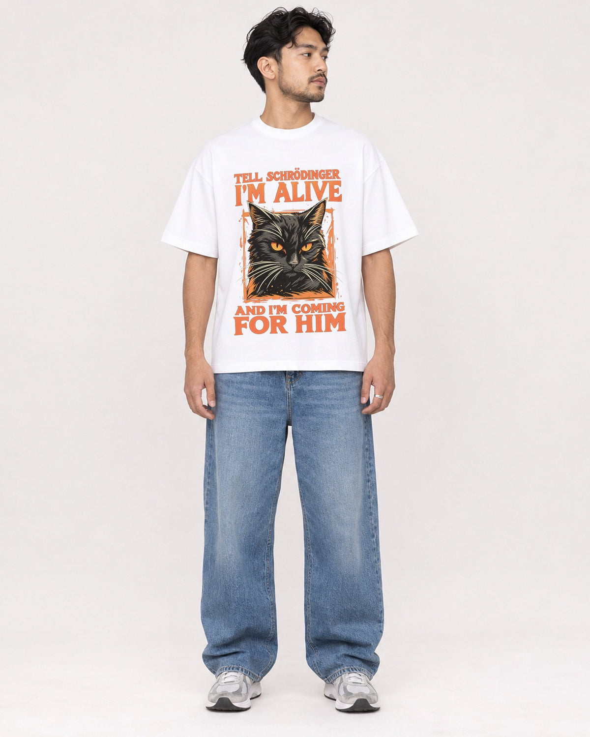 Mockup Boxy Heavyweight Tee White male full-body 02
