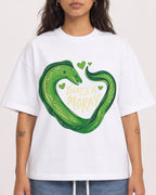 Mockup Boxy Heavyweight Tee White female close-up 06