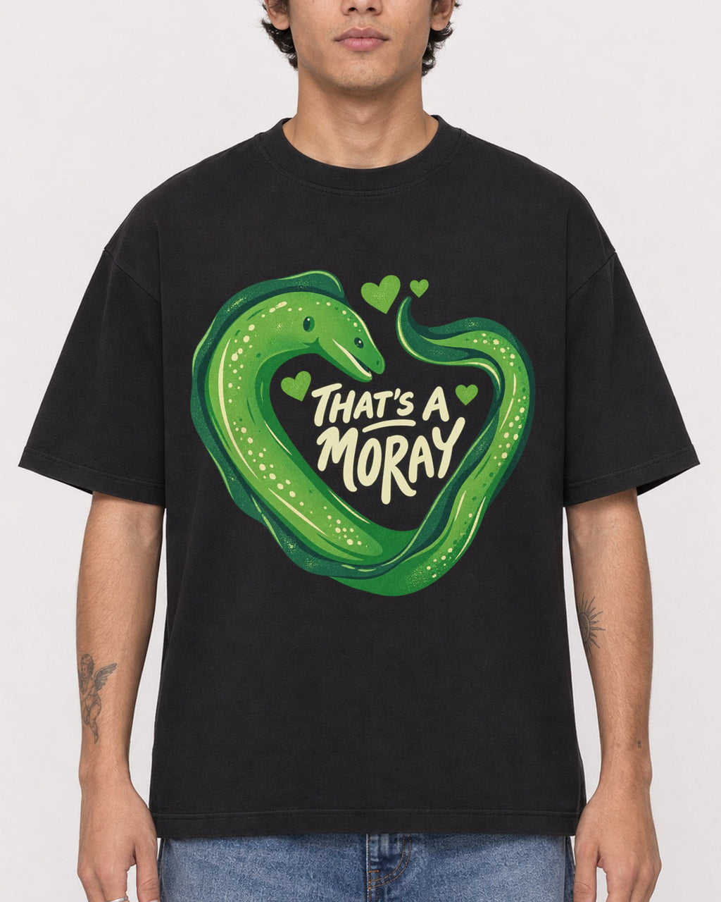 Mockup Boxy Heavyweight Tee Black male close-up 06