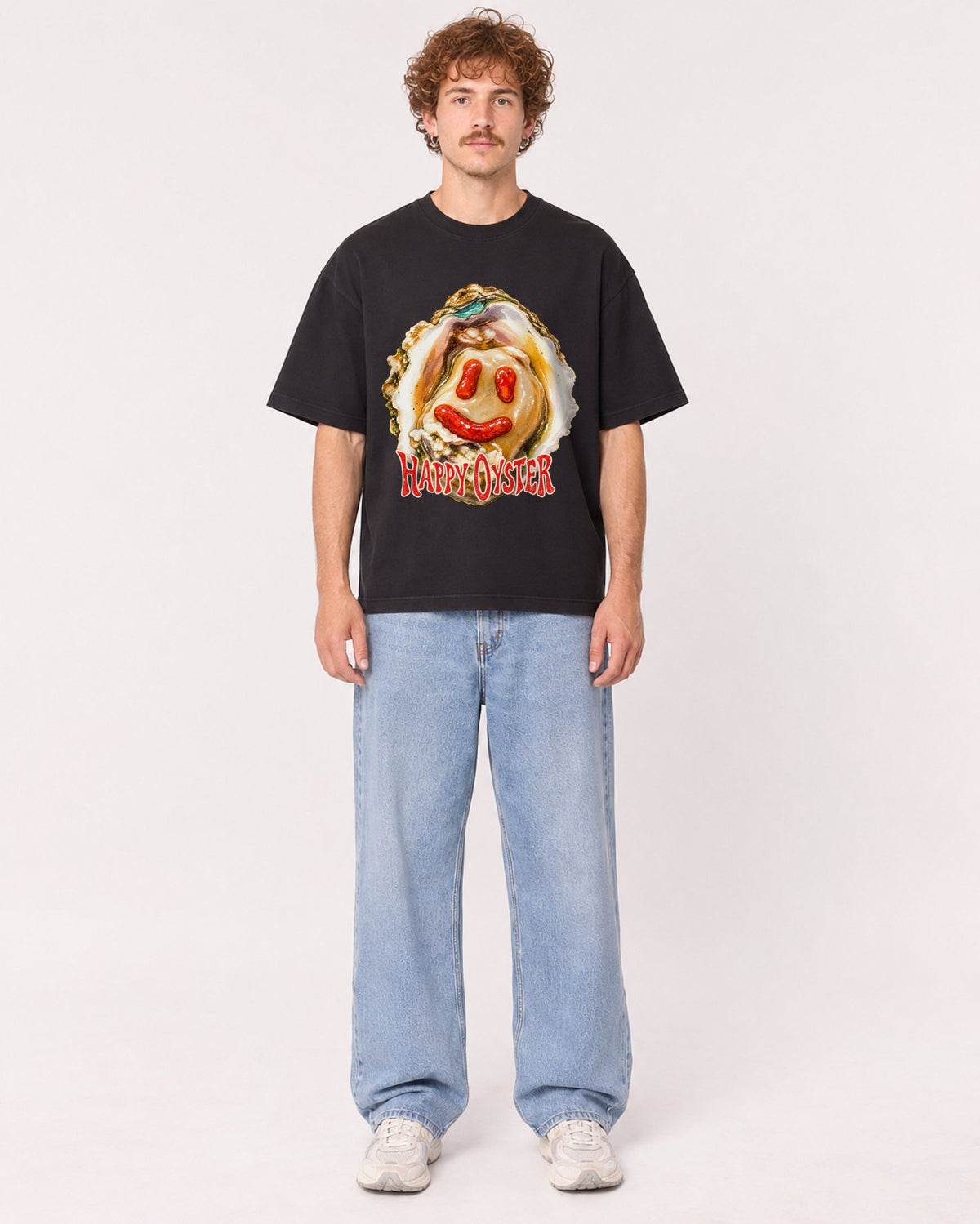 Mockup Boxy Heavyweight Tee Black male full-body 09