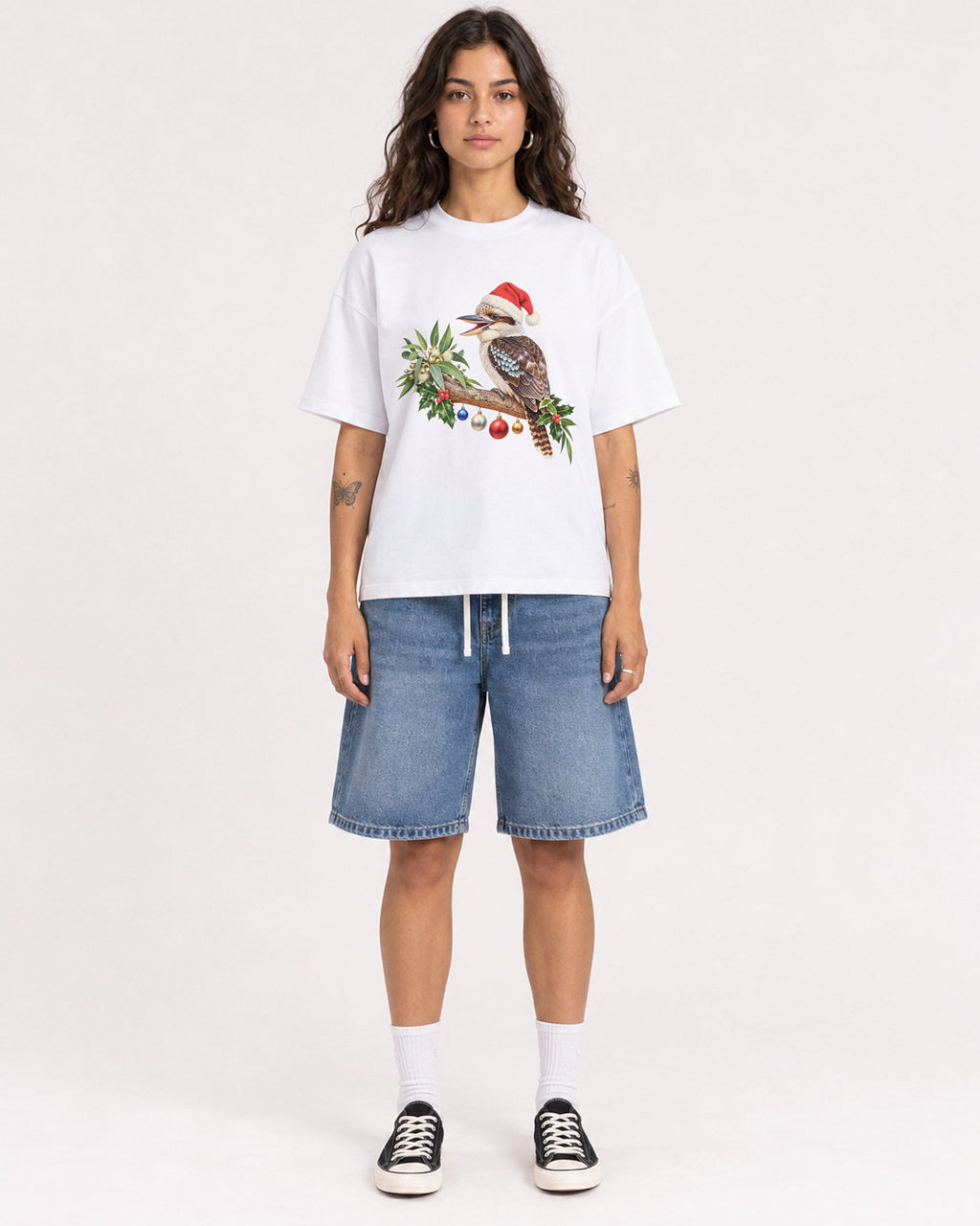 Mockup Boxy Heavyweight Tee White female full-body 06