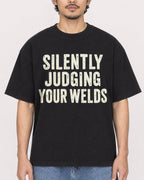 Mockup Boxy Heavyweight Tee Black male close-up 02