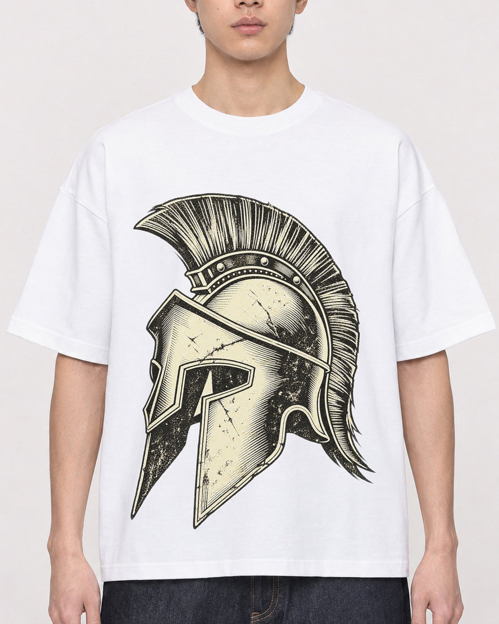 Mockup Boxy Heavyweight Tee White male close-up 01