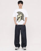 Mockup Boxy Heavyweight Tee White male full-body 01