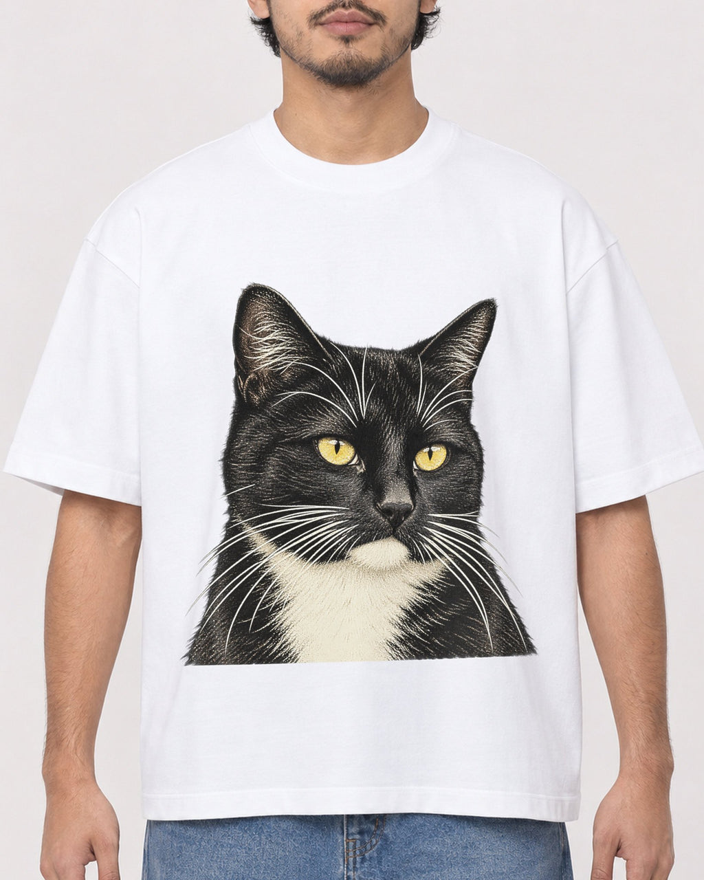 Mockup Boxy Heavyweight Tee White male close-up 02