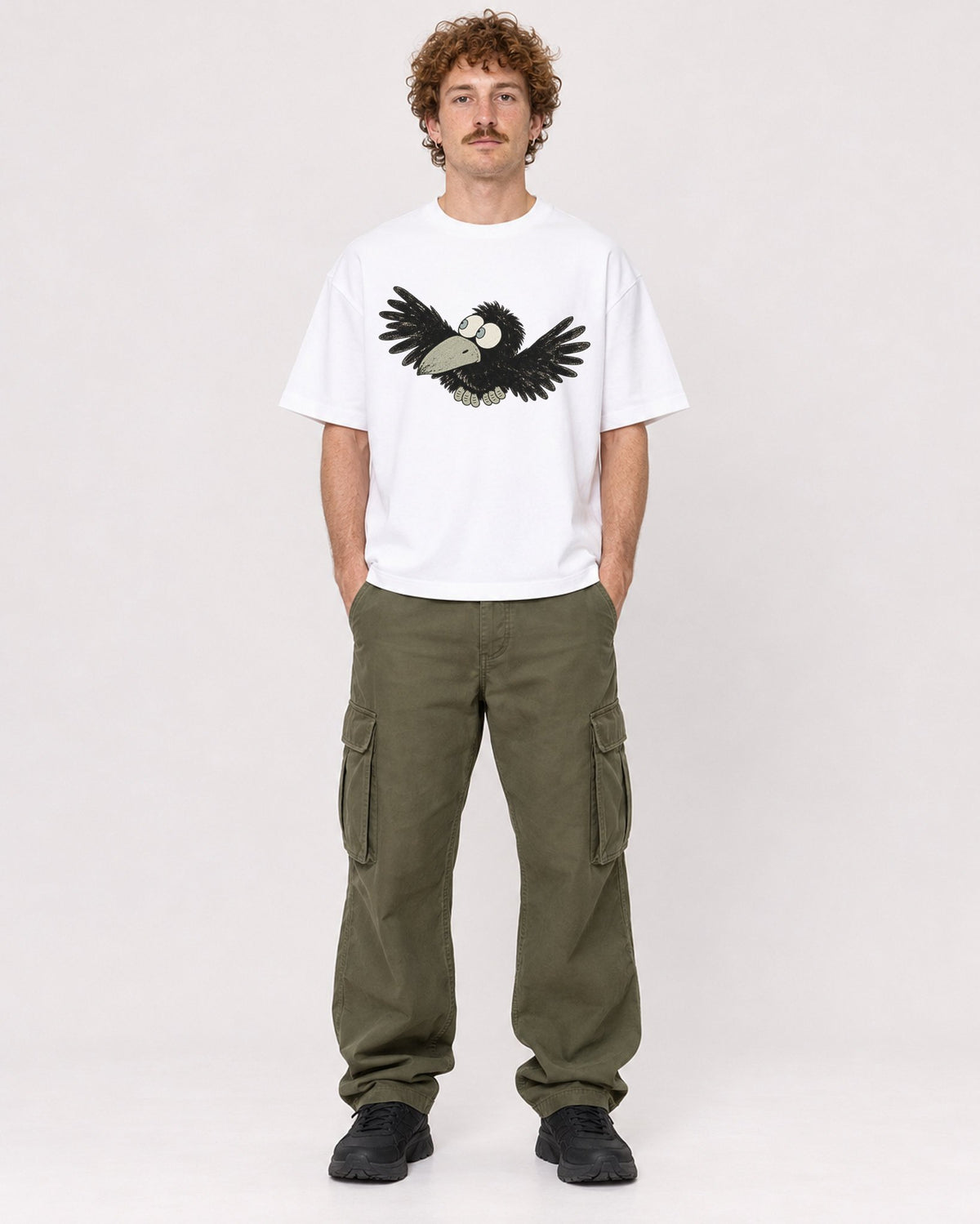 Mockup Boxy Heavyweight Tee White male full-body 09