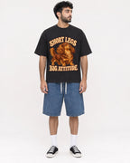 Mockup Boxy Heavyweight Tee Black male full-body 07