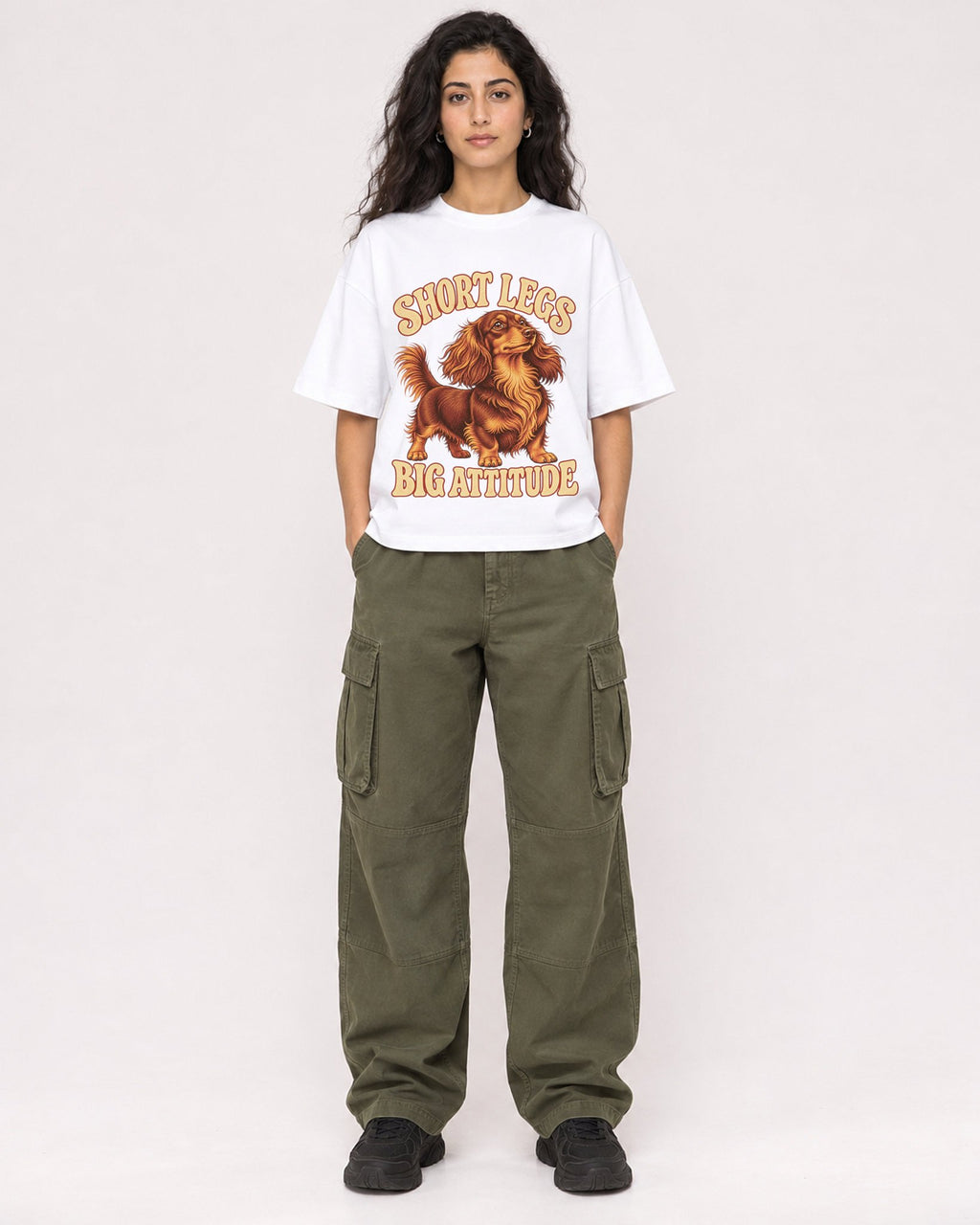 Mockup Boxy Heavyweight Tee White female full-body 07