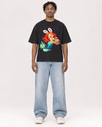 Mockup Boxy Heavyweight Tee Black male full-body 05