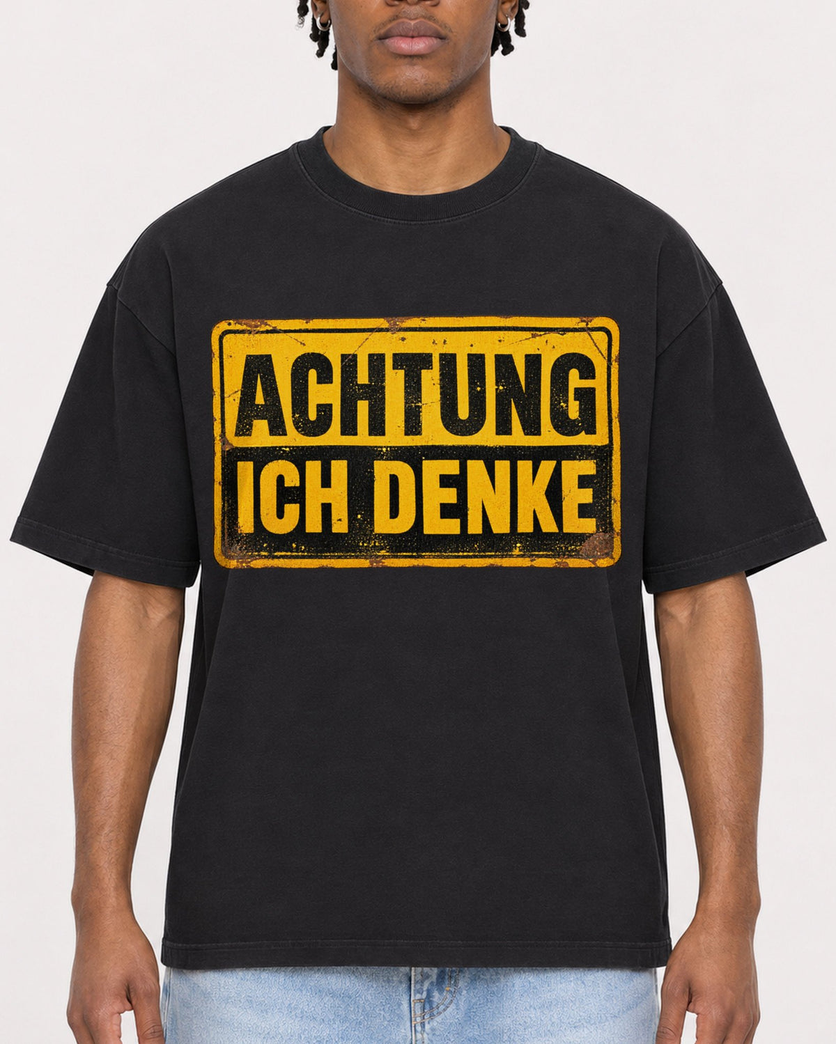 Mockup Boxy Heavyweight Tee Black male close-up 05