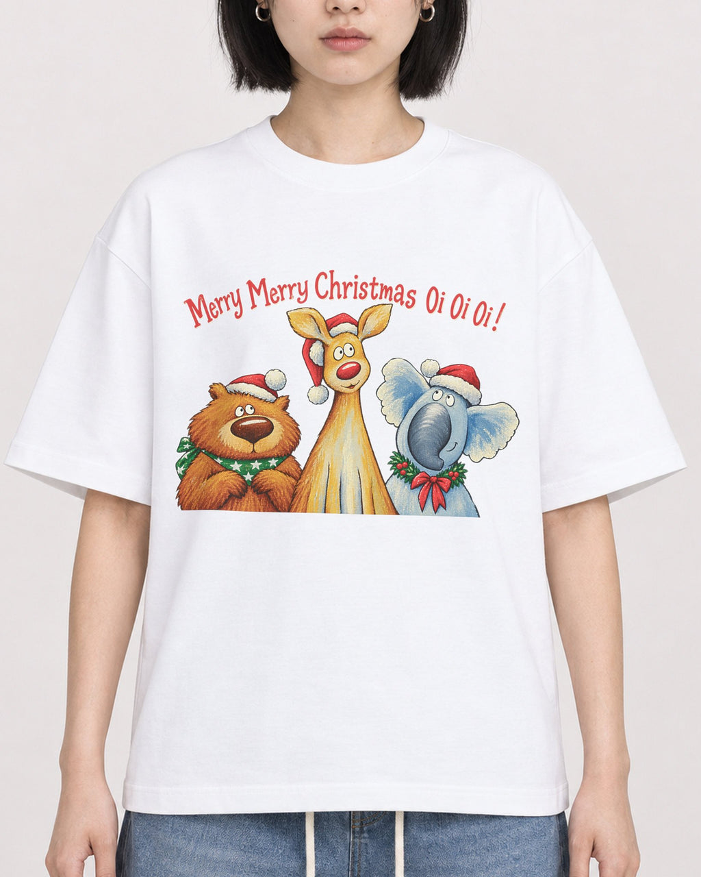 Mockup Boxy Heavyweight Tee White female close-up 11