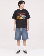 Mockup Boxy Heavyweight Tee Black male full-body 11