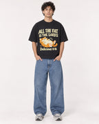 Mockup Boxy Heavyweight Tee Black male full-body 26