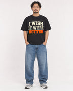 Mockup Boxy Heavyweight Tee Black male full-body 02
