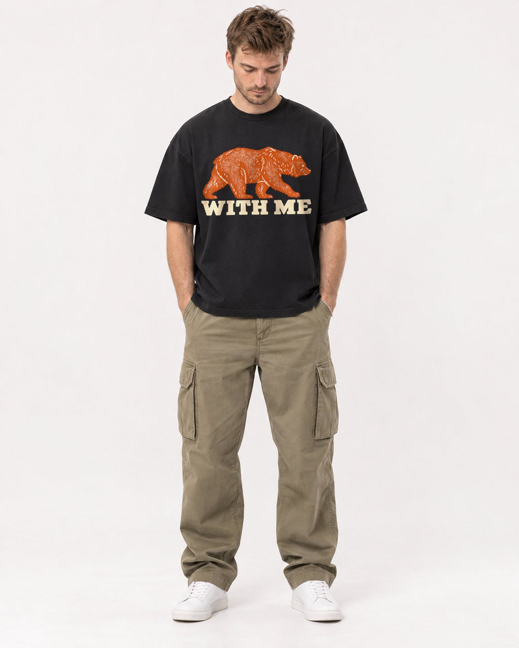 Mockup Boxy Heavyweight Tee Black male full-body 08