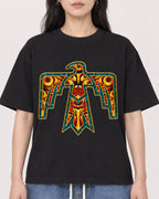 Mockup Boxy Heavyweight Tee Black female close-up 13