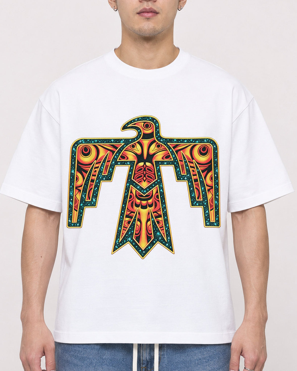 Mockup Boxy Heavyweight Tee White male close-up 13