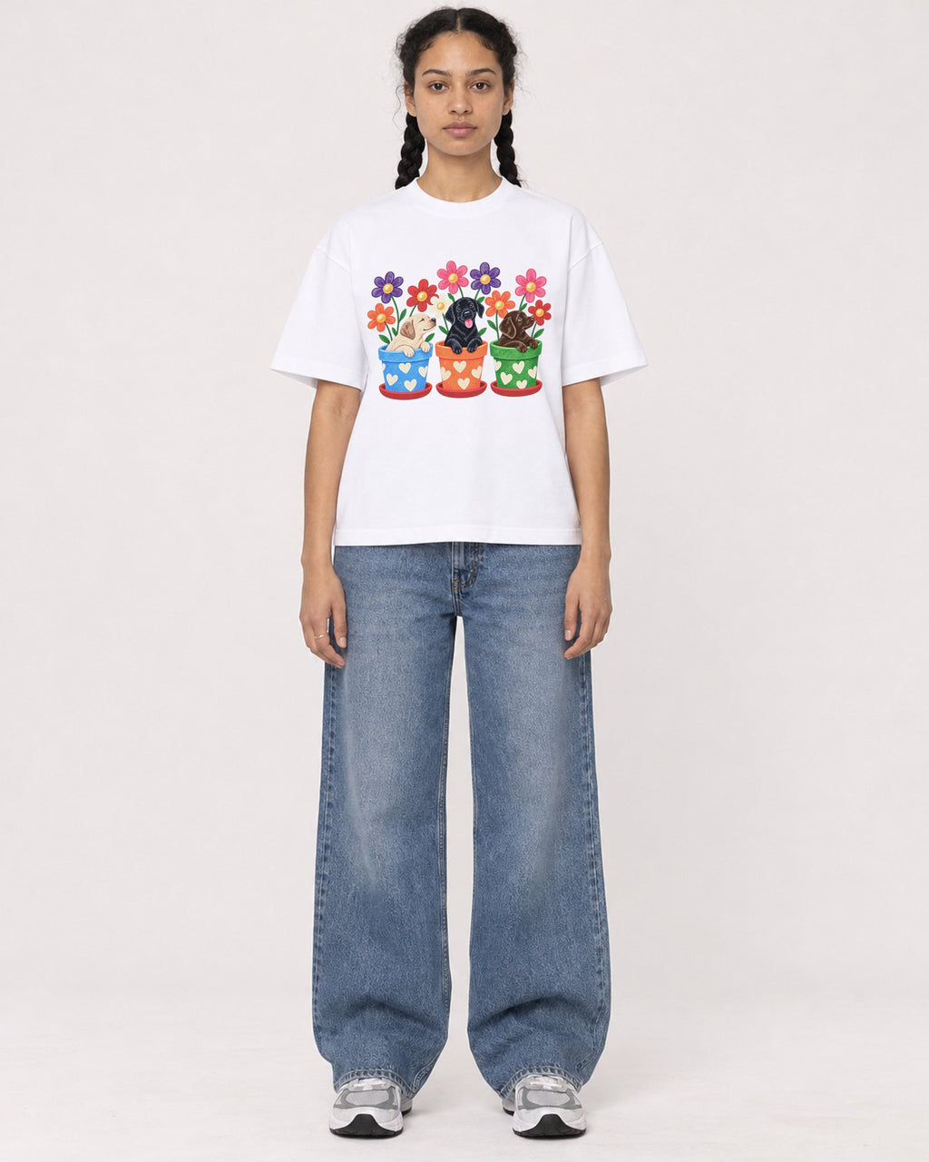 Mockup Boxy Heavyweight Tee White female full-body 50