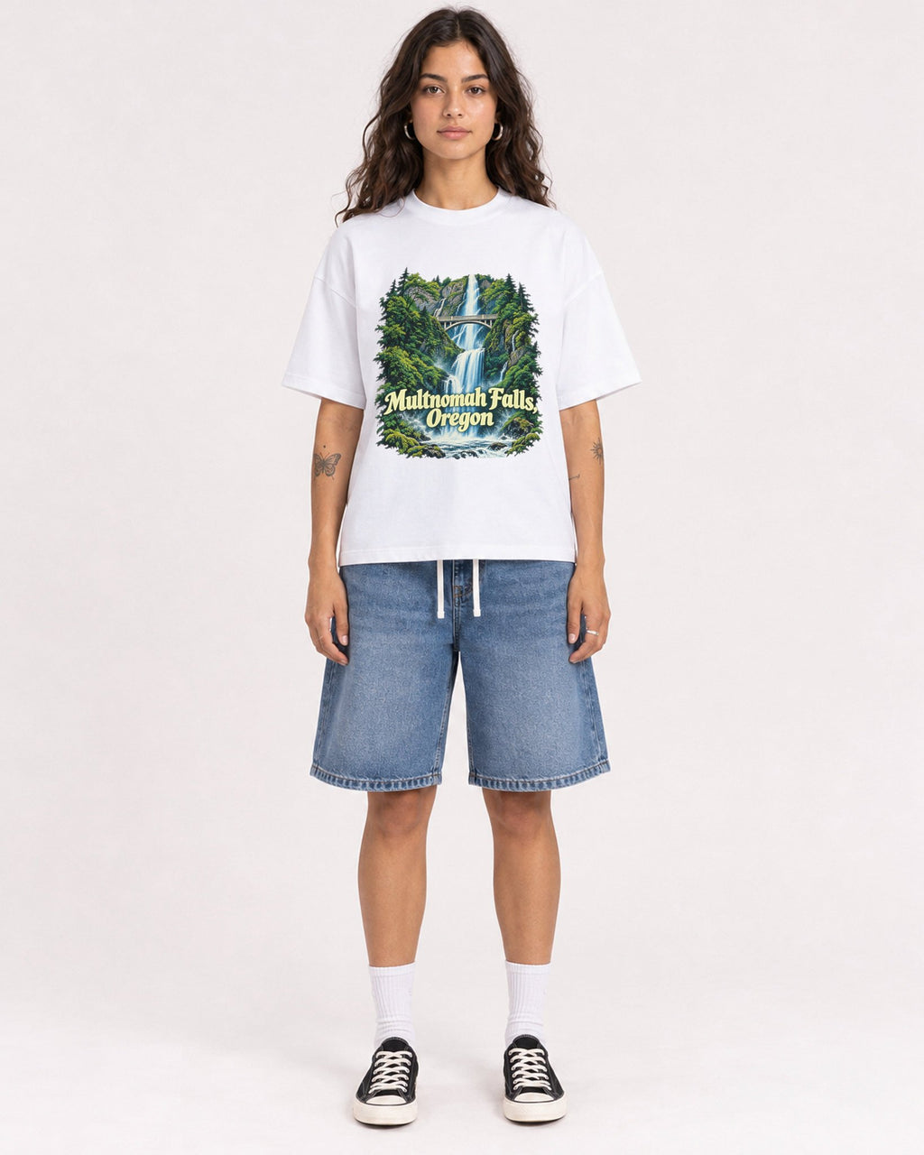 Mockup Boxy Heavyweight Tee White female full-body 06