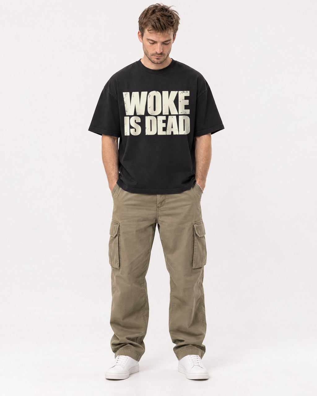 Mockup Boxy Heavyweight Tee Black male full-body 08