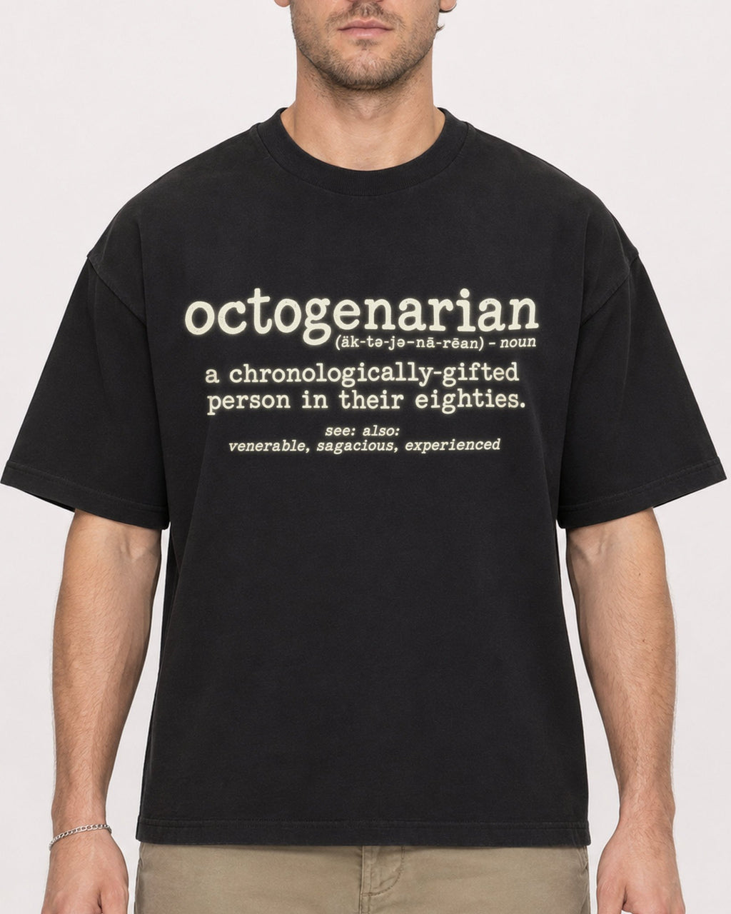 Mockup Boxy Heavyweight Tee Black male close-up 08