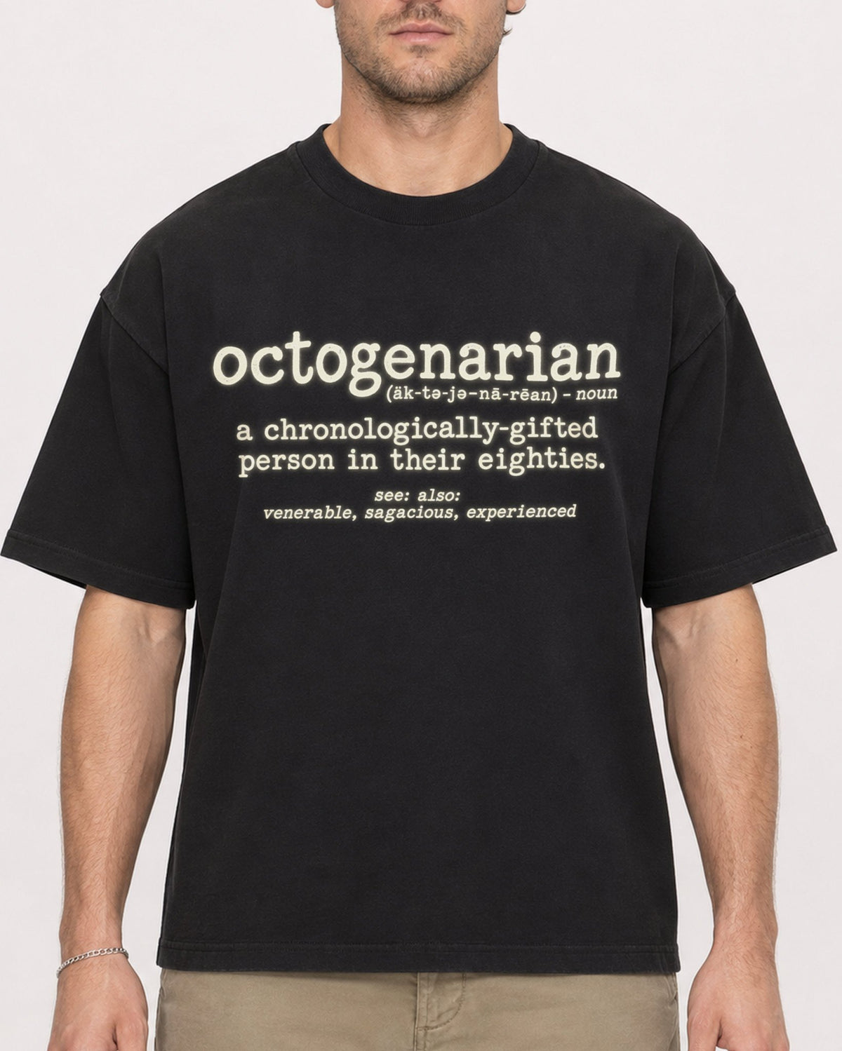 Mockup Boxy Heavyweight Tee Black male close-up 08
