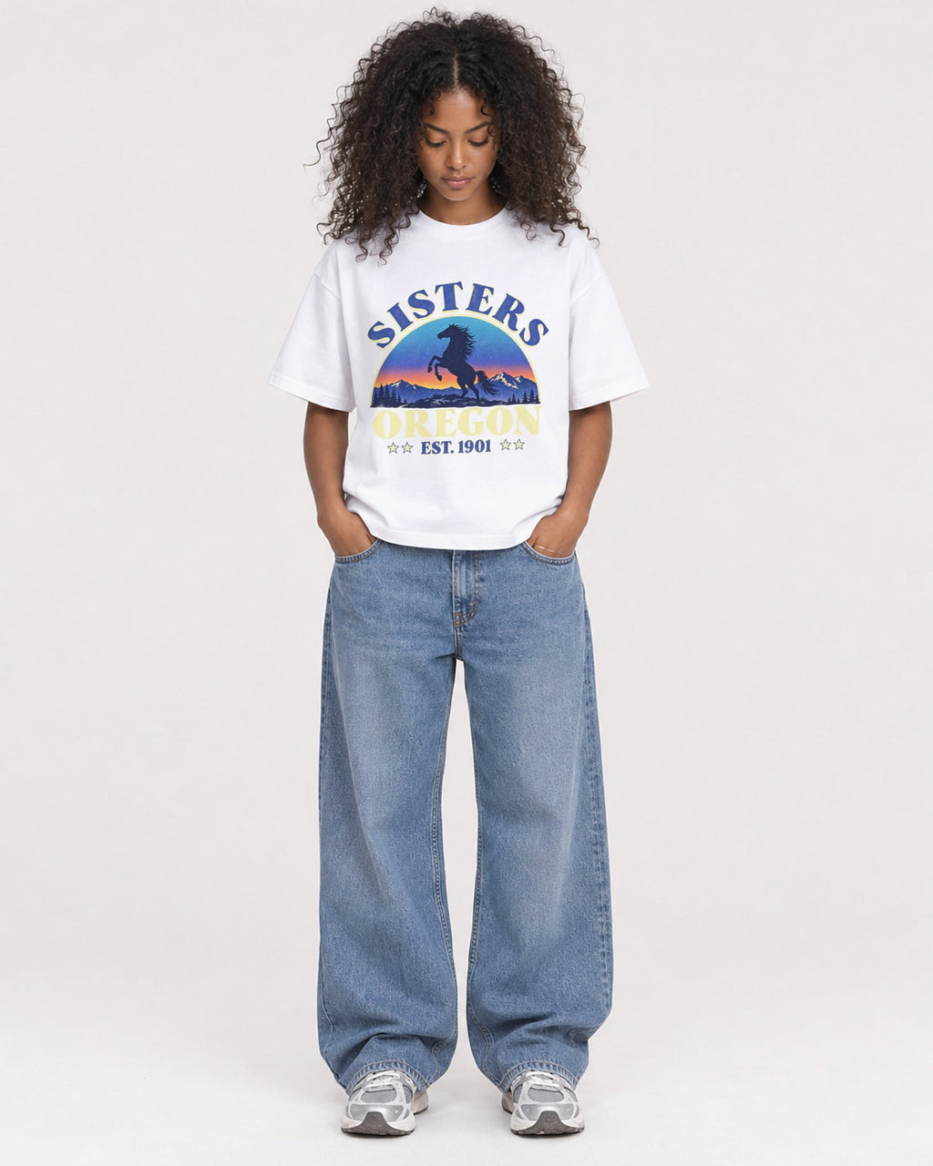 Mockup Boxy Heavyweight Tee White female full-body 05