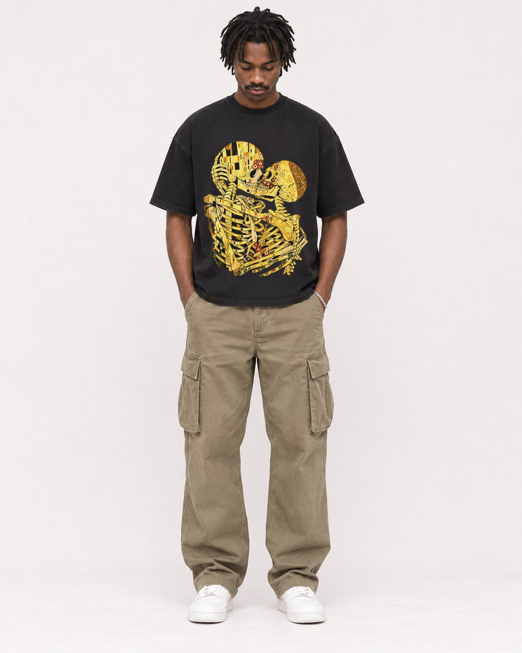 Mockup Boxy Heavyweight Tee Black male full-body 04