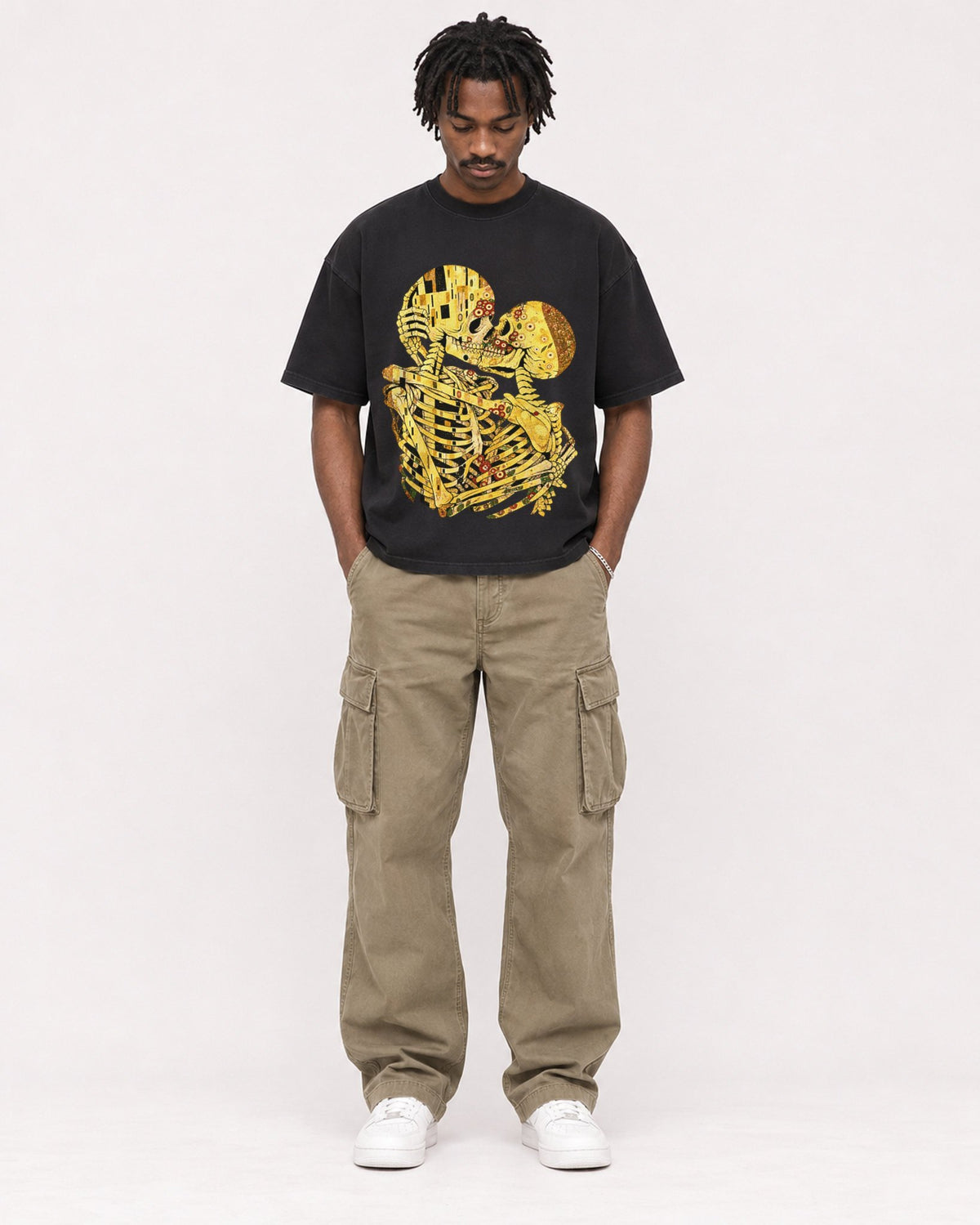 Mockup Boxy Heavyweight Tee Black male full-body 04