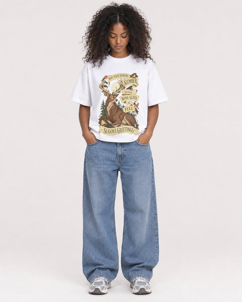 Mockup Boxy Heavyweight Tee White female full-body 05