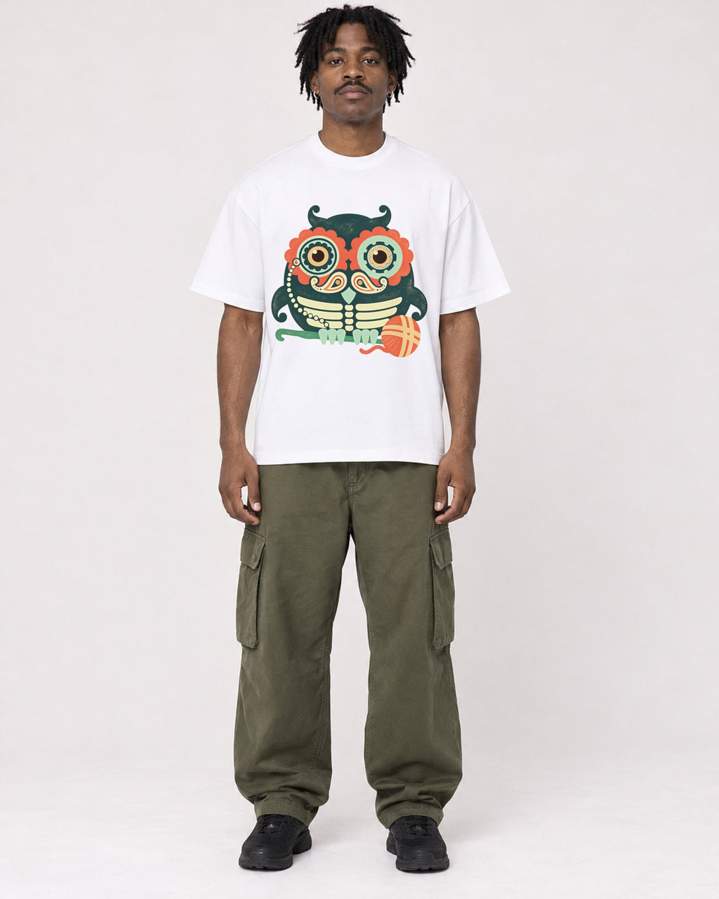 Mockup Boxy Heavyweight Tee White male full-body 04