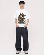 Mockup Boxy Heavyweight Tee White male full-body 01
