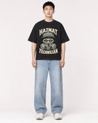 Mockup Boxy Heavyweight Tee Black male full-body 21