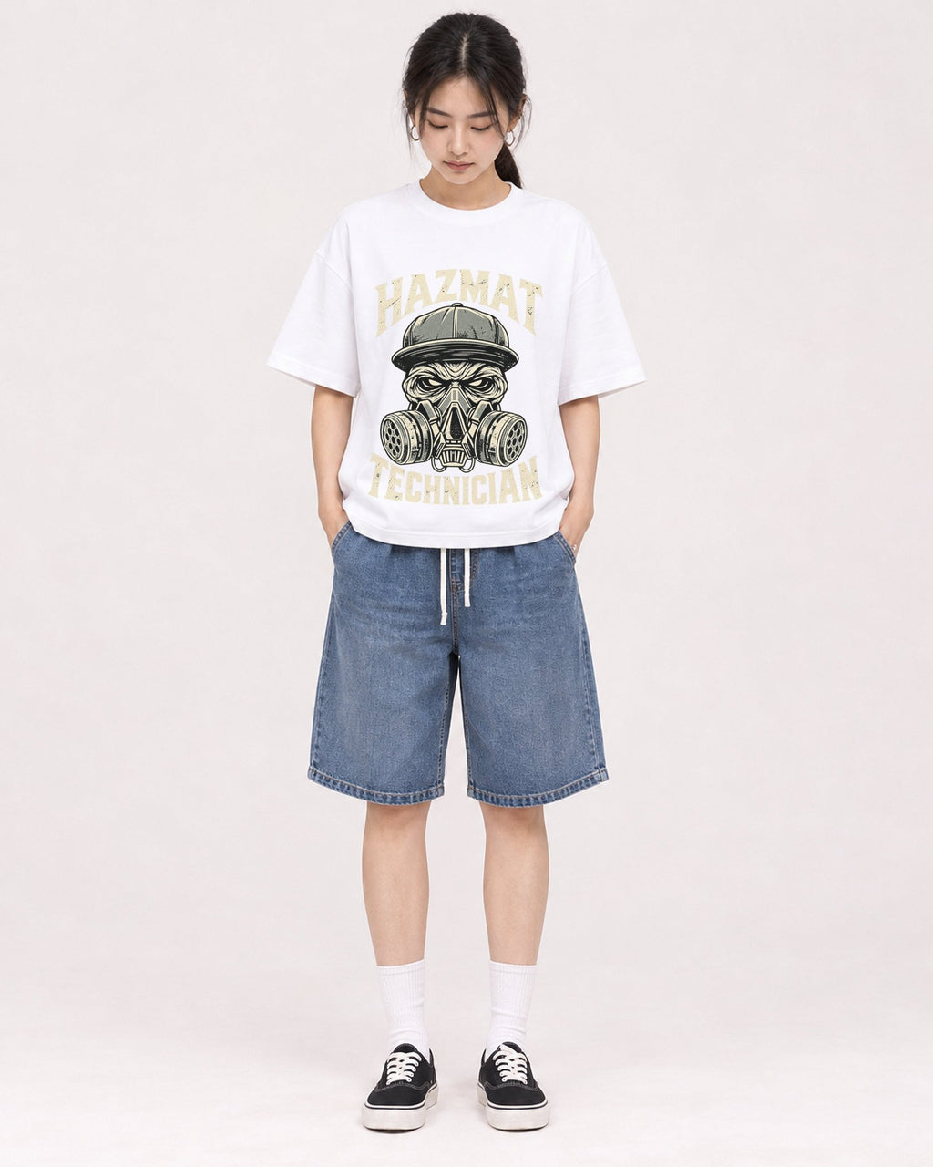 Mockup Boxy Heavyweight Tee White female full-body 21