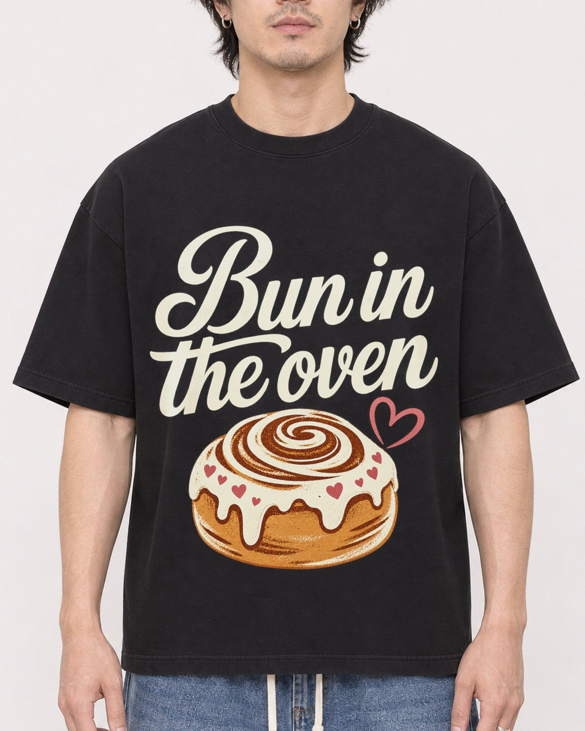 Mockup Boxy Heavyweight Tee Black male close-up 03