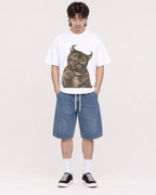 Mockup Boxy Heavyweight Tee White male full-body 23